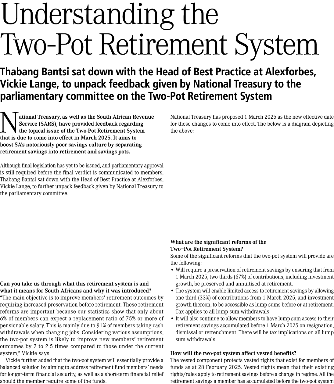 Understanding the Two‑Pot Retirement System Thabang Bantsi sat down with the Head of Best Practice at Alexforbes, Vic...