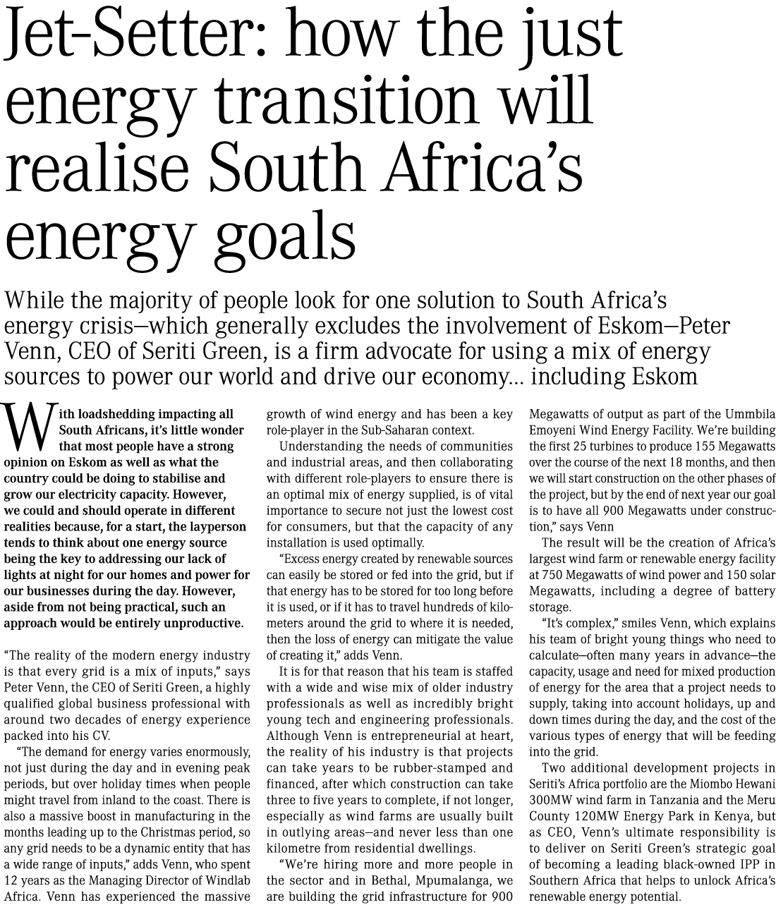 Jet-Setter: how the just energy transition will realise South Africa’s energy goals While the majority of people look...