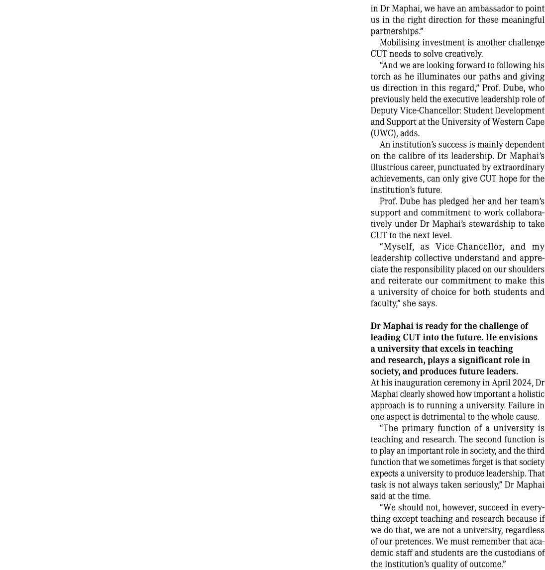 in Dr Maphai, we have an ambassador to point us in the right direction for these meaningful partnerships.” Mobilising...