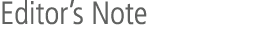 Editor’s Note